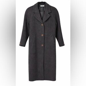 Vintage 90s Stephanie Andrews Charcoal Wool Overcoat Size 8
